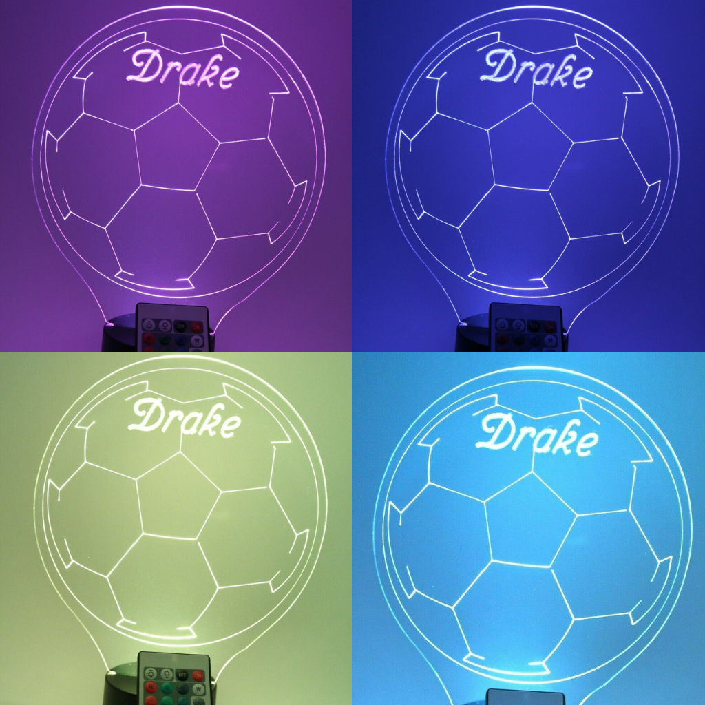 Soccer Ball, Sports LED Tabletop Night Light Up Lamp, 16 Color options with Remote