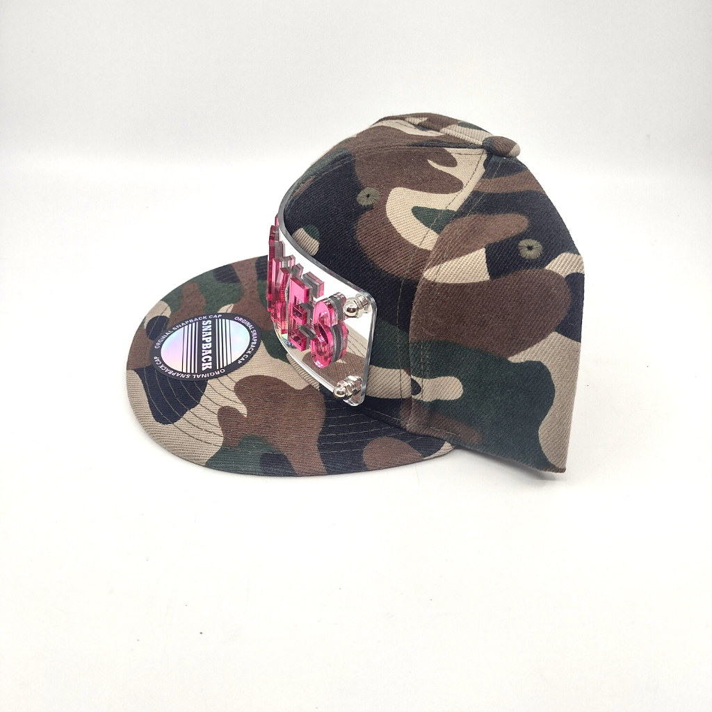 Camo Custom Snapback Hat, Laser Cut Letters, Made to Order, Exclusive Creation