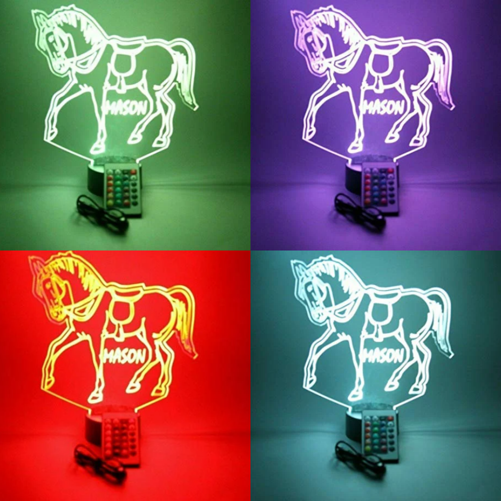 Stallion Horse LED Tabletop Night Light Up Lamp, 16 Color options with Remote