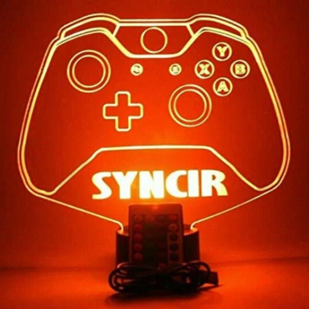 Video Game Controller LED Tabletop Night Light Up Lamp, 16 Color options with Remote