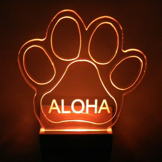 Paw Print Night Light Multi Color Personalized LED Wall Plug-in, Cool-Touch Smart Dusk to Dawn Sensor Children's Bedroom Hallway, Super Cool