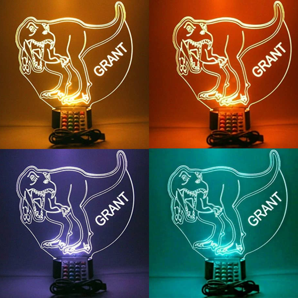 Dinosaur, LED Tabletop Night Light Up Lamp, 16 Color options with Remote