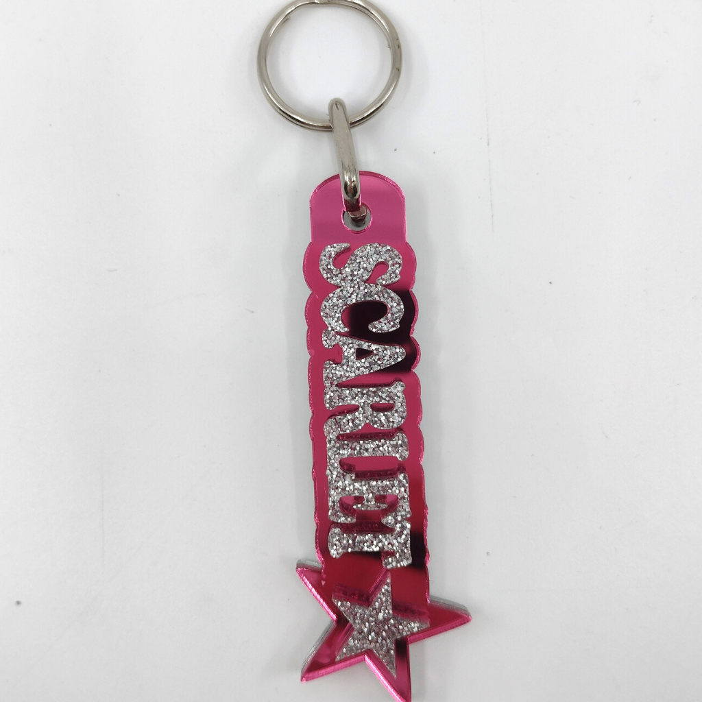 Custom Name and Background Keychain with Star