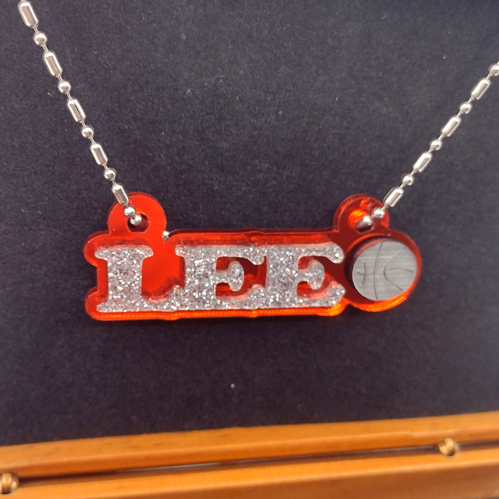 Custom Basketball Name Necklace, Personalized Glitter Name Necklace