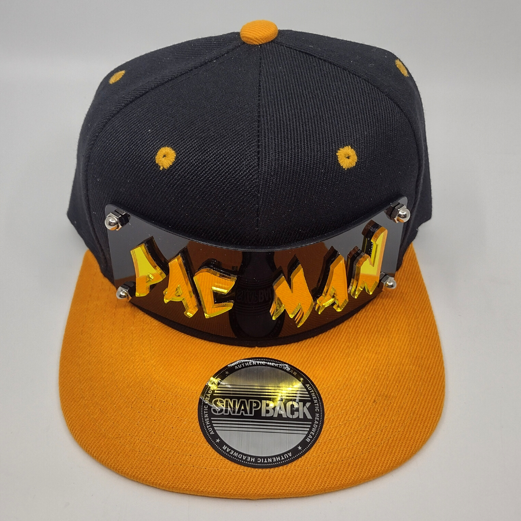 Black and Yellow Custom Snapback Hat, Laser Cut, Made to Order, Exclusive Creation