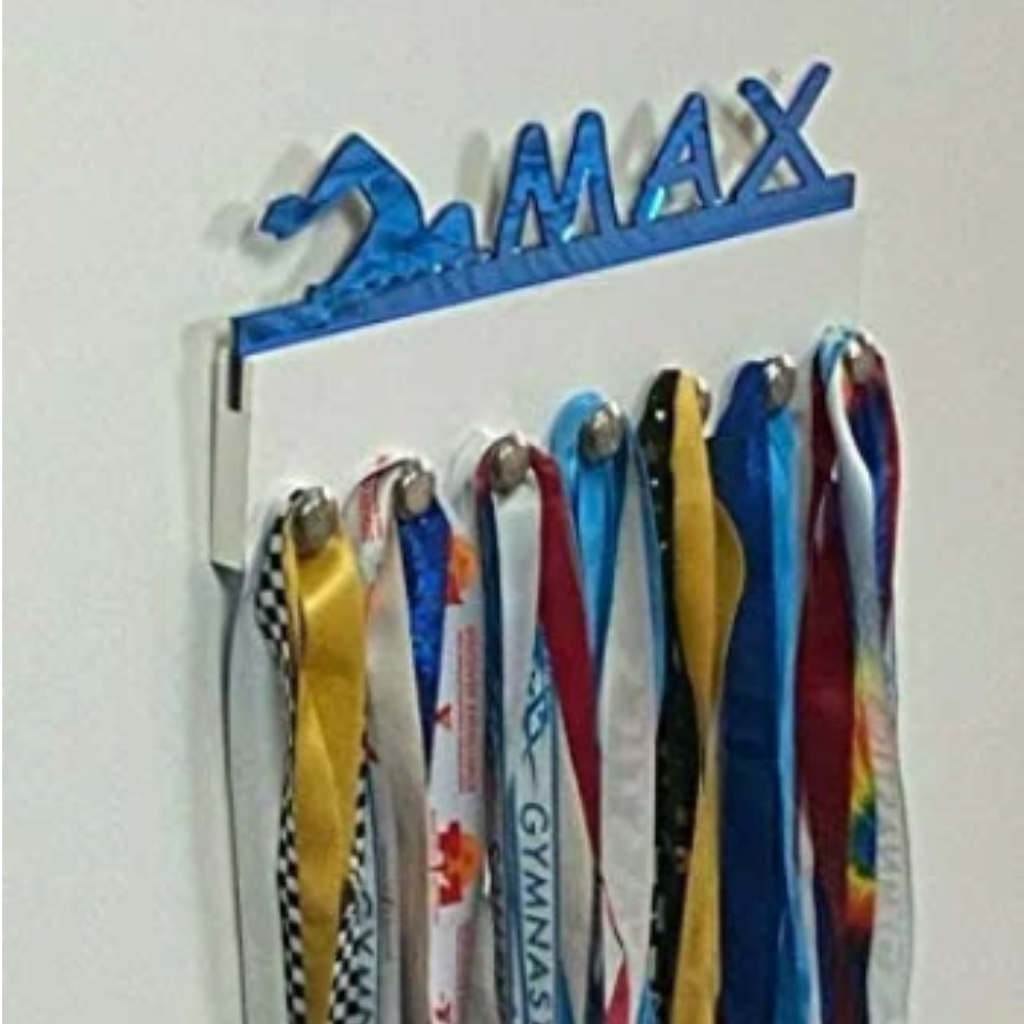 Swimming Personalized Sports Medal Holder, Handmade Wall Organizer, Storage Space for Your Living Space