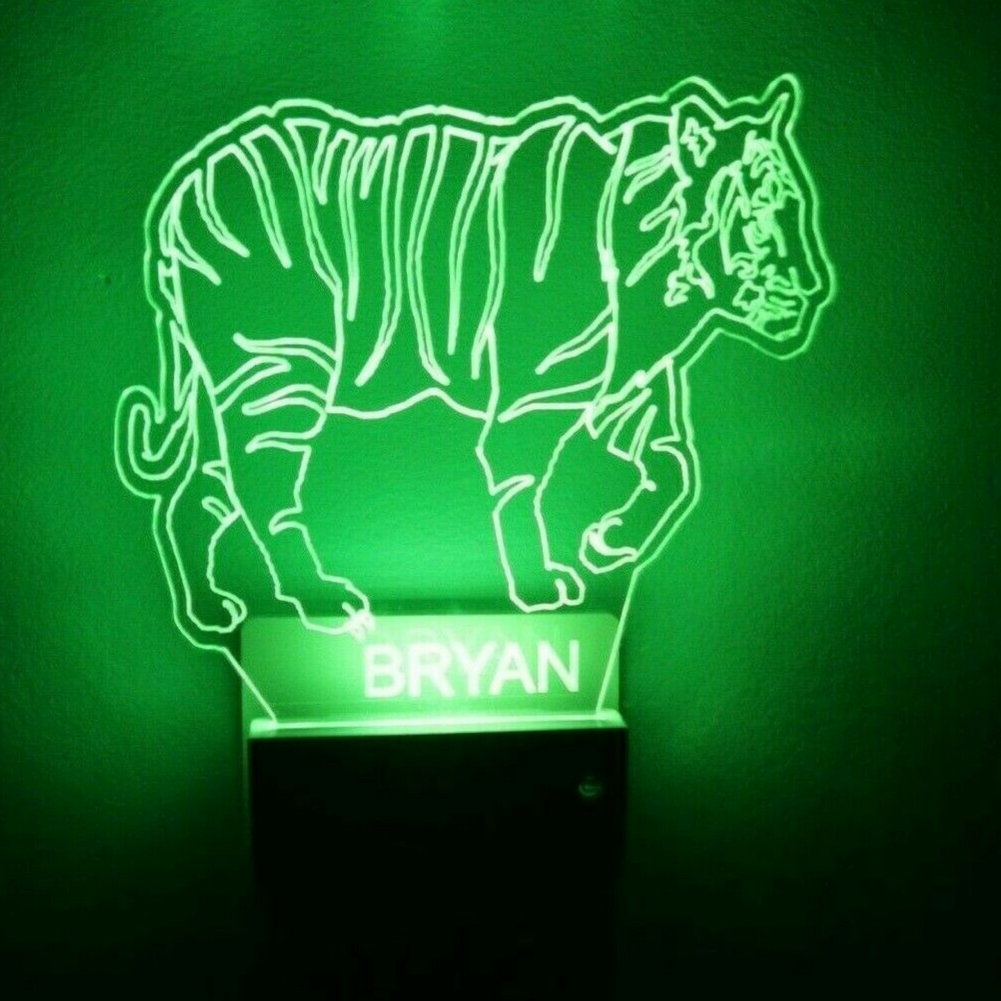 Tiger Night Light Multi Color Personalized LED Wall Plug-in, Cool-Touch Smart Dusk to Dawn Sensor Kids Children's Bedroom Hallway Super Cool