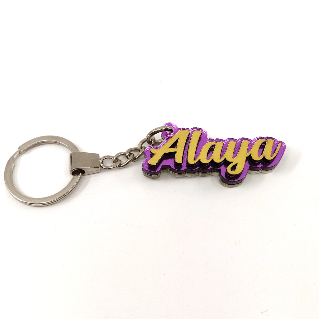 Custom Gold Name and Background Color Keychain