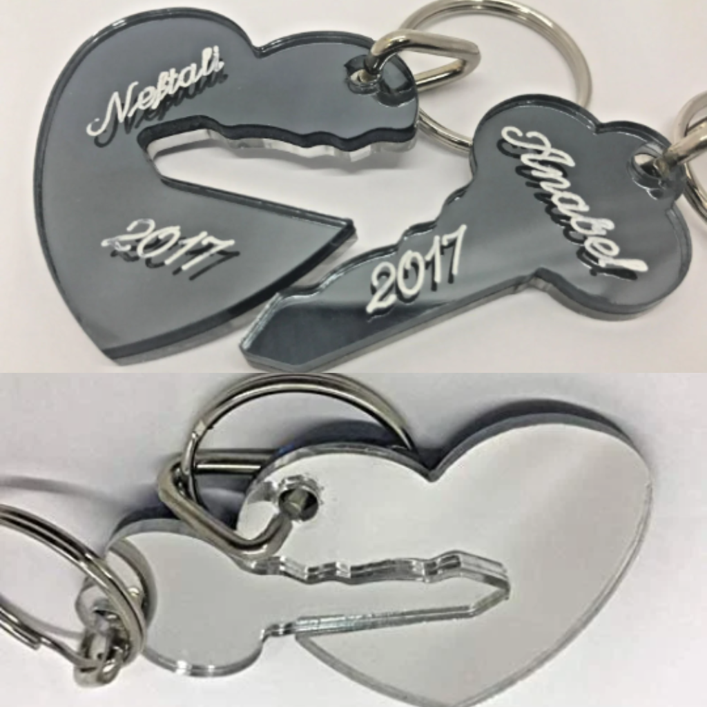 Heart and Key Custom Couple Name and Date Key To My Heart Keychain