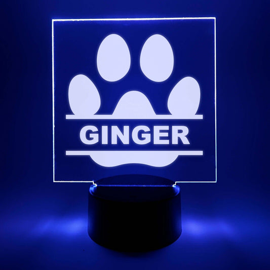 Personalized LED 16 Colors Light Up Stand Pet Puppy Dogs Paw Gift w/Remote