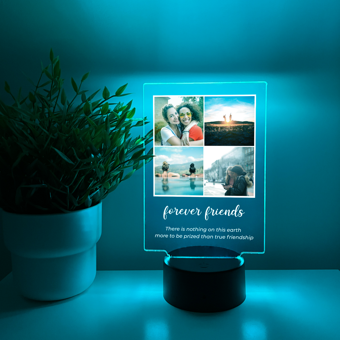 Personalized 4 Picture Custom Collage LED Night Light Up-Christmas, Family Gift