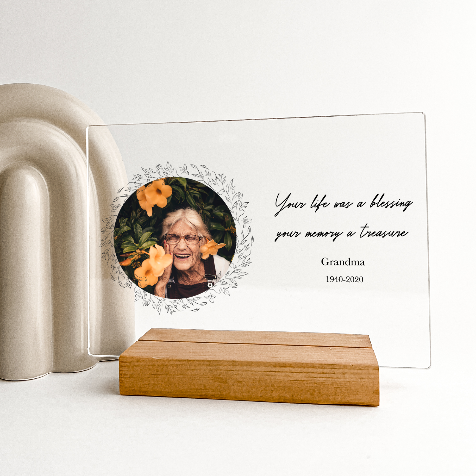PERSONALIZED Forever In Our Hearts Home Décor Custom Wood Stand Engraved Gift