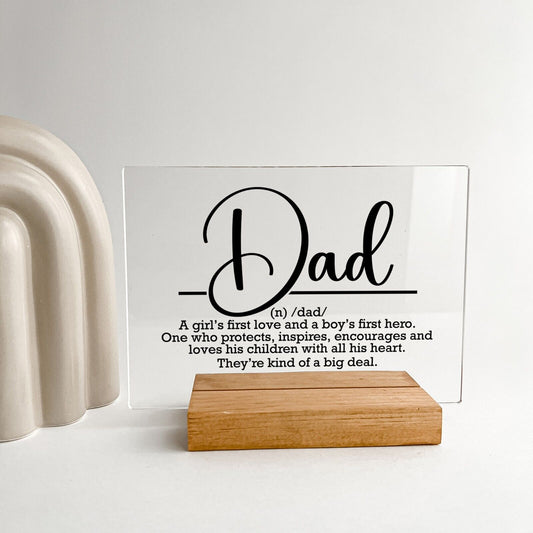 Personalized Wood Base Desk Table Stand Father's Day Meaning of Dad Gift