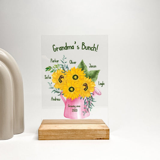 Personalized Flowers Home Décor Grandma Holiday Mothers Day Gift Wood Stand