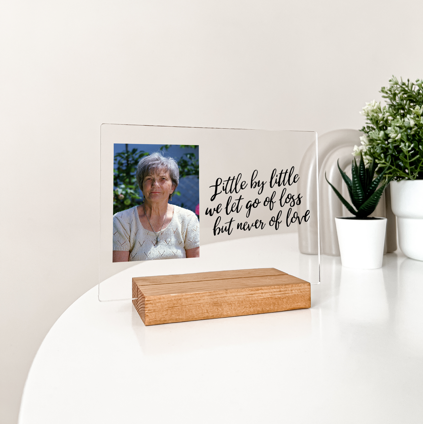 PERSONALIZED Forever In Our Hearts Custom Wood Stand Picture Plaque Sympathy