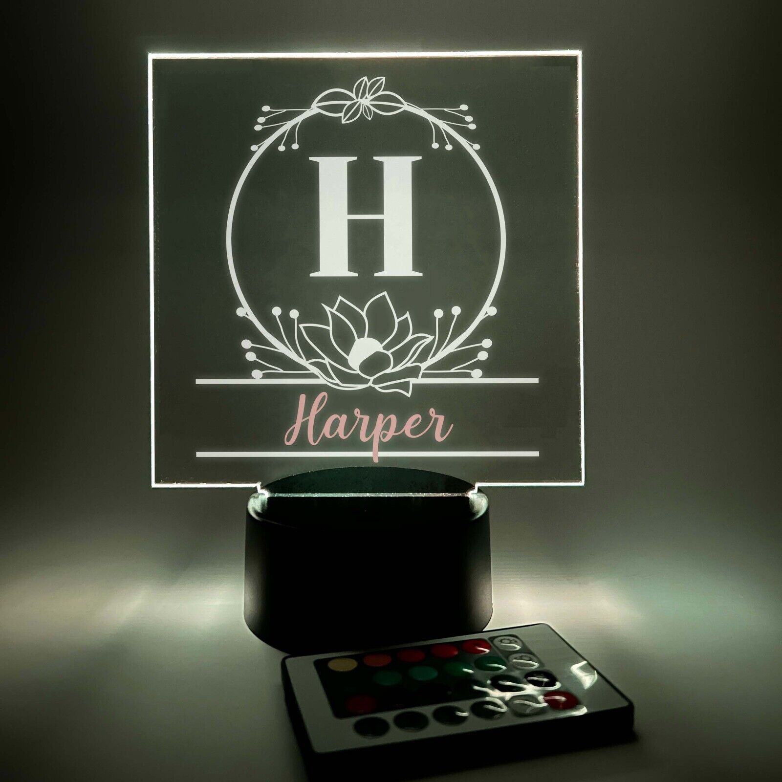 Personalized LED 16 Colors Light Up Stand Girls Monogram Initial w/Remote