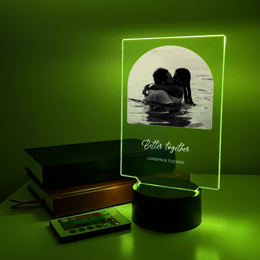 Personalized  Arch Style Photo LED 16 Colors Night Light Up Lamp With Black Base