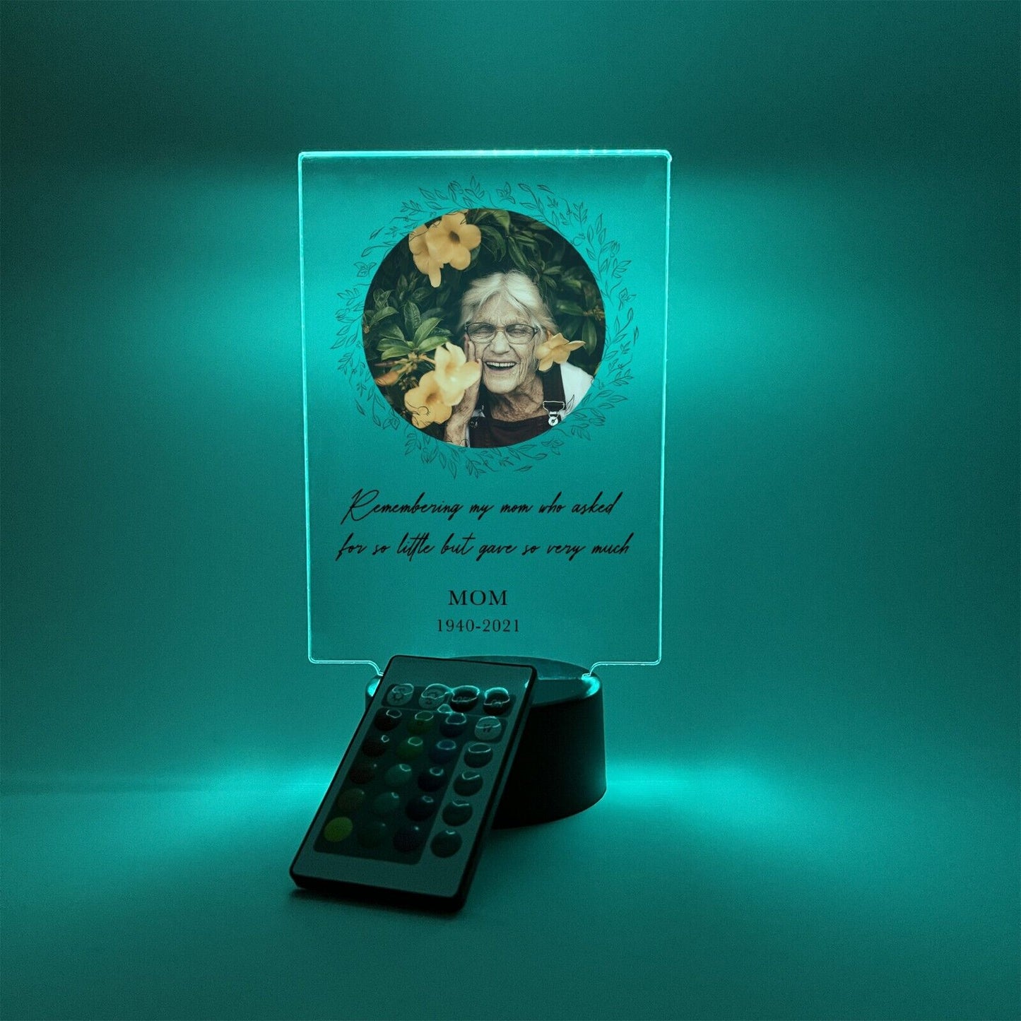 PERSONALIZED Grievance RGB Light LED Custom Photo Memorial Gift Sympathy Plaque