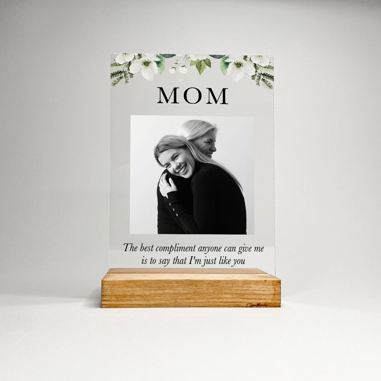 Personalized Mom Mother Flower Family Graduation Photo Custom Wood Stand
