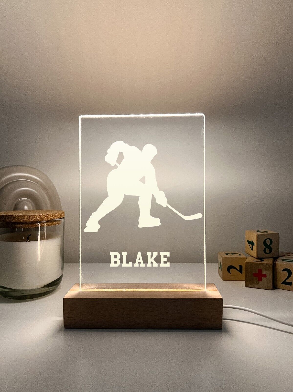 Personalized LED Light Up Desk Lamp Stand Hockey Athlete NHL