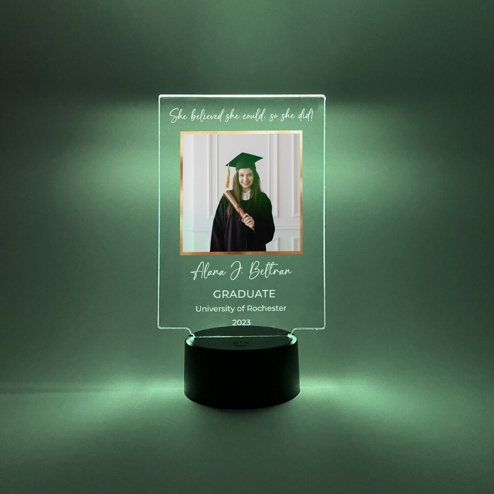 Custom Photo Graduation LED Light Up Lamp High School College Graduate Gift