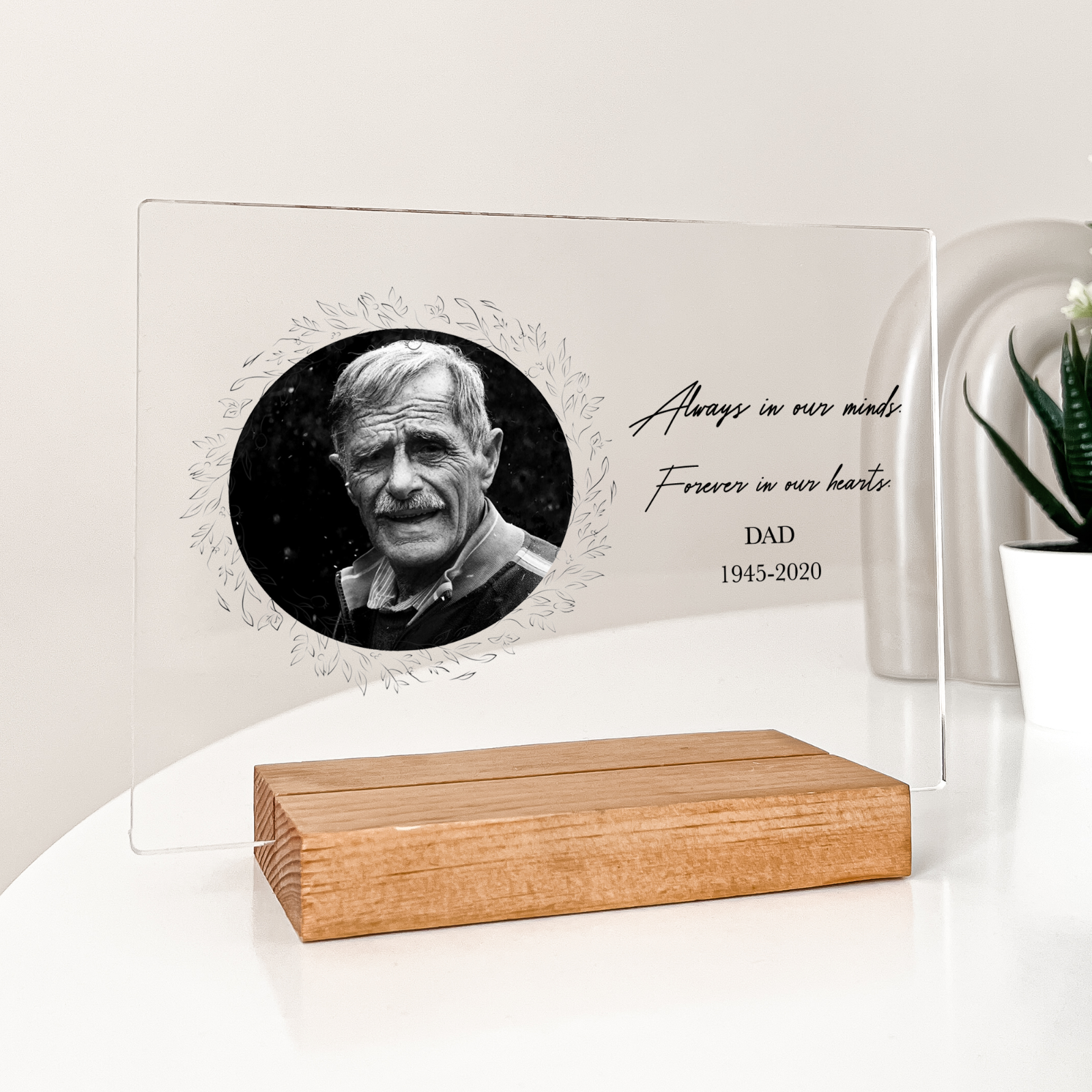 PERSONALIZED Rest in Peace  Custom Wood Stand Engraved Gift. Sympathy Plaque