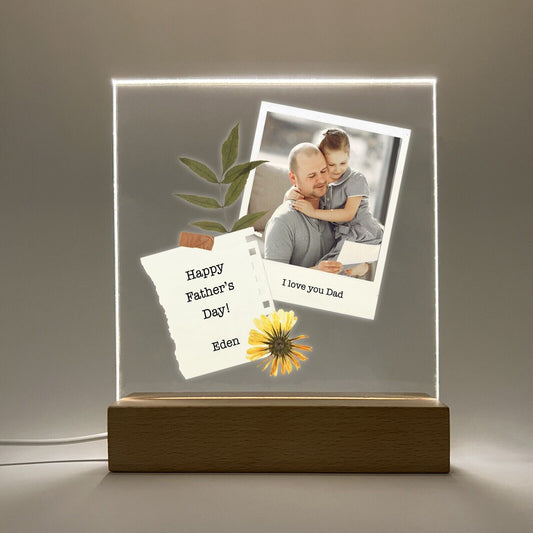 Personalized LED Light Up Wood Stand Daddy Fathers Day Kids & Dad Photo Gift