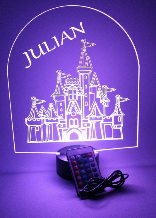 Fancy Princess Queen Castle Fortress Tower Royalty Fairy Night Light Up Lamp LED Personalized Any Name Custom Desk Table Lamp Free Engraving