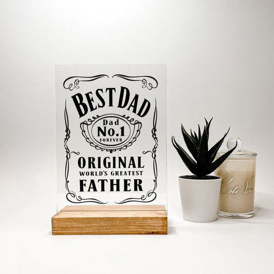 Personalized Wood Base Desk Table Stand Father's Day Best Dad Gift