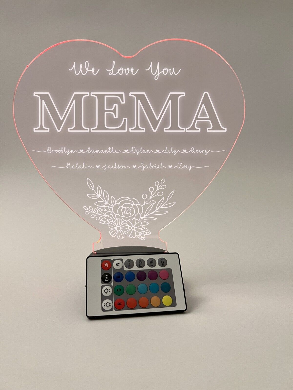 Personalized Memorial Sympathy In Loving Memory Mom DAD LED 16 color light stand