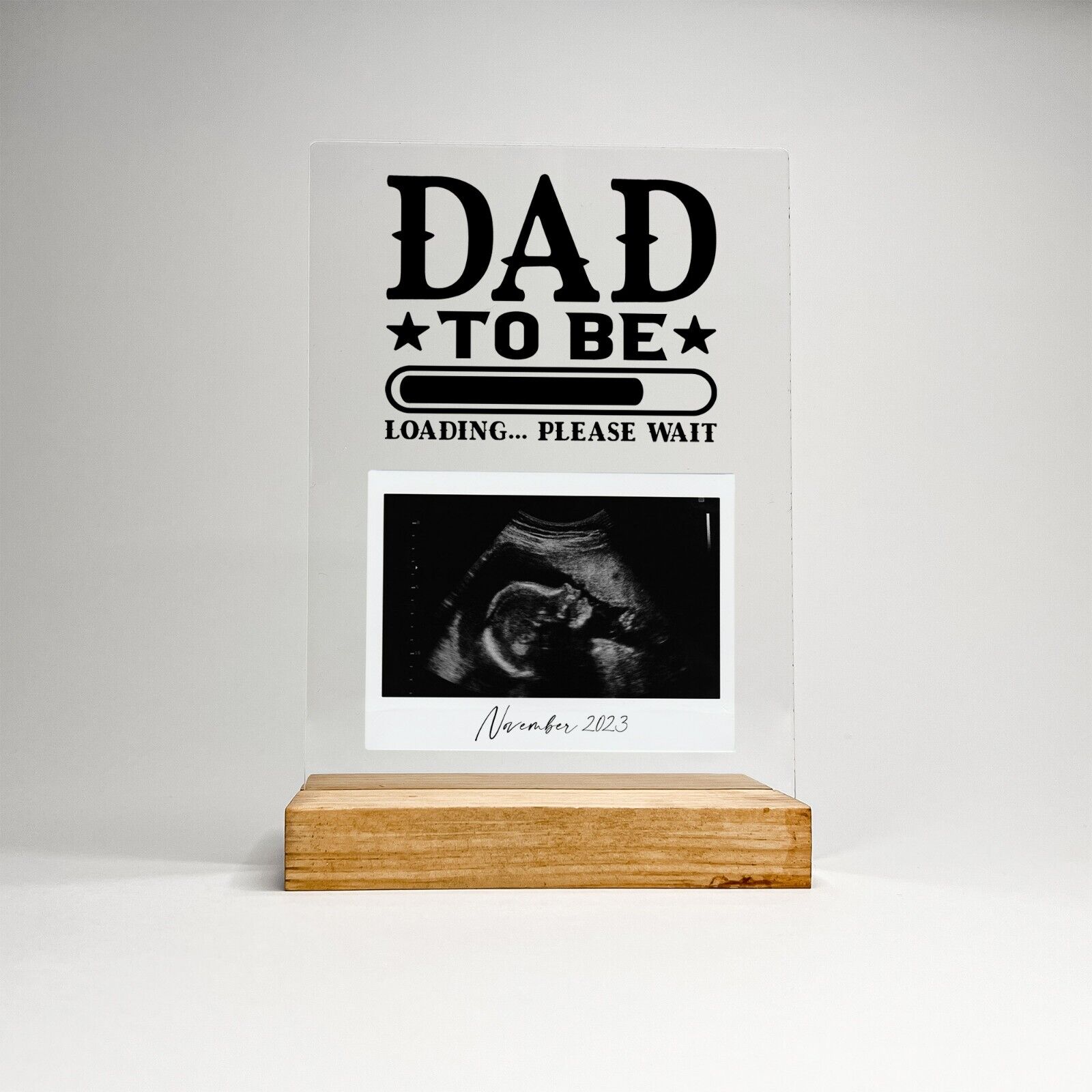 Personalized Wood Base Desk Table Stand Dad to Be, New Father, Pregnancy Gift