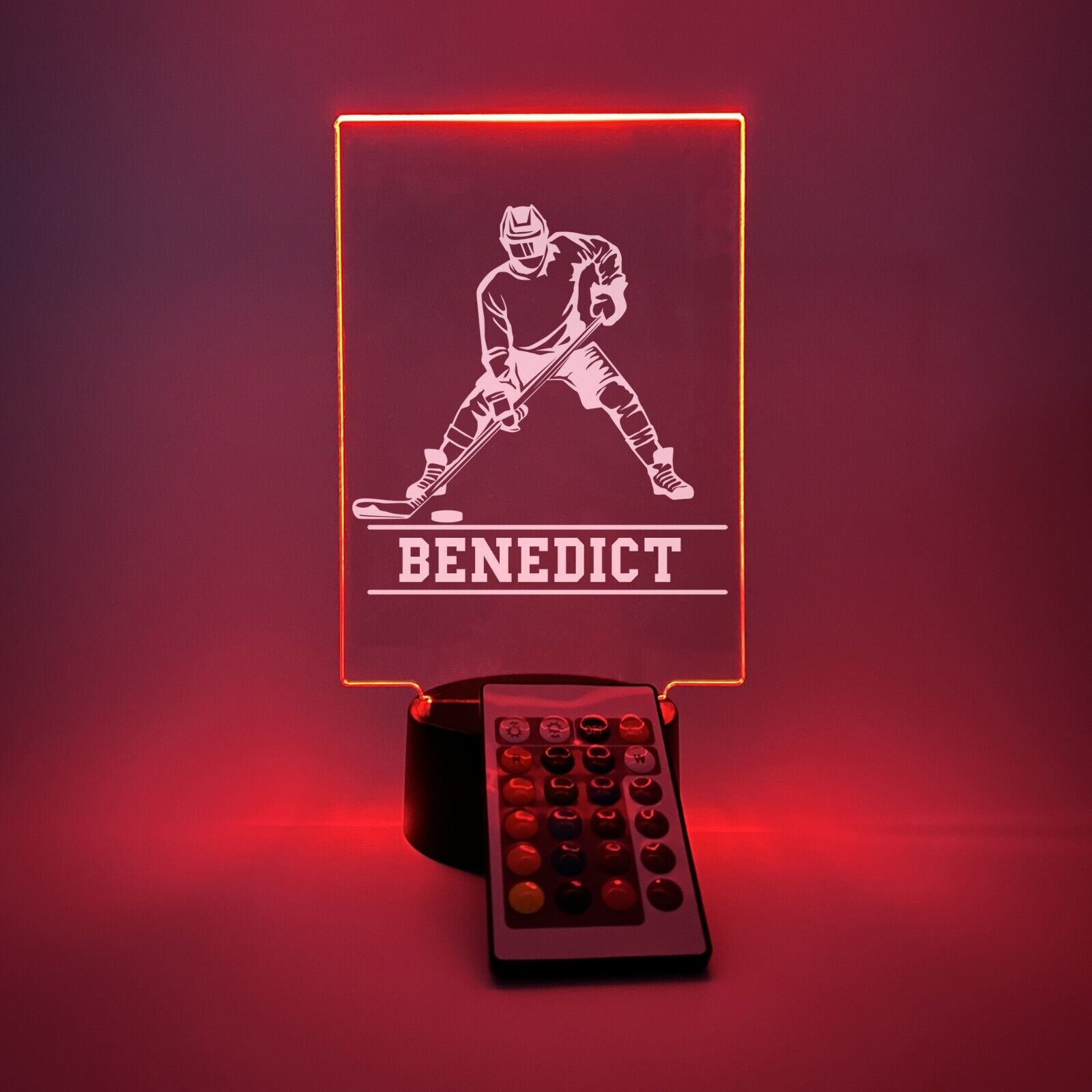 Personalized RGB 16 Color Light Up Desk Lamp Stand Hockey Athlete NHL