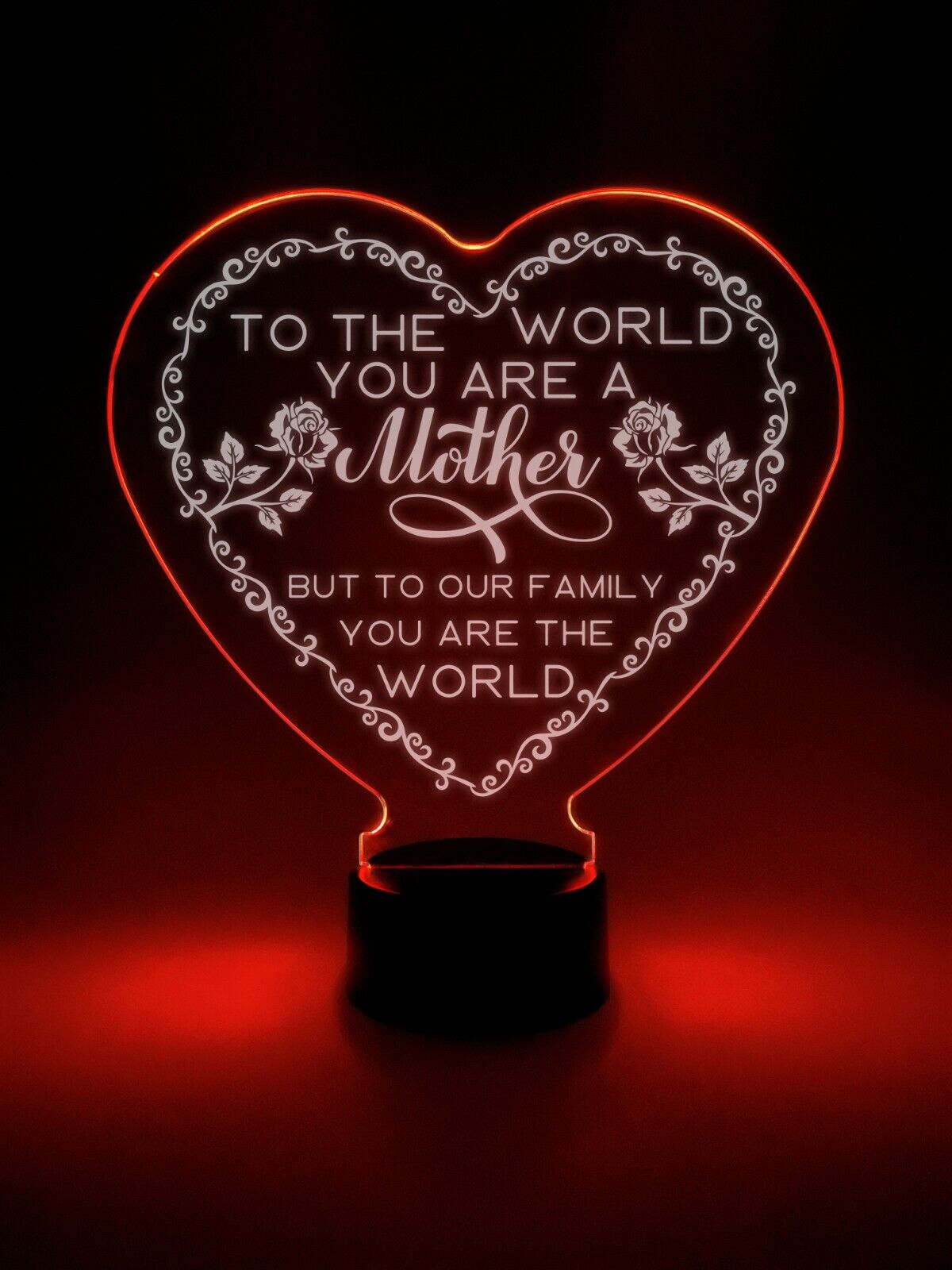 LED 16 Color Mom Mother Message Heart Shape Table Desk Lamp Mothers Day