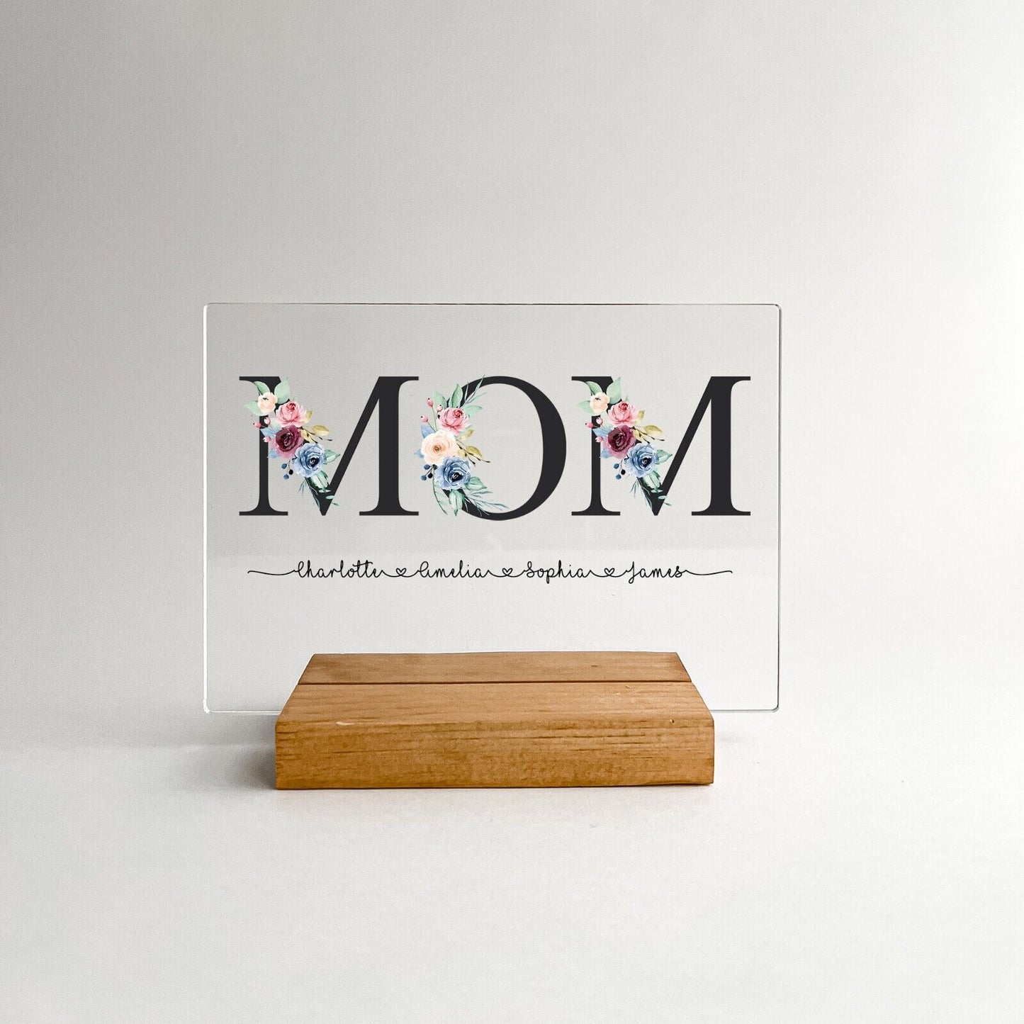 Personalized Love You Best Mom Family Celebration Custom Wood Stand