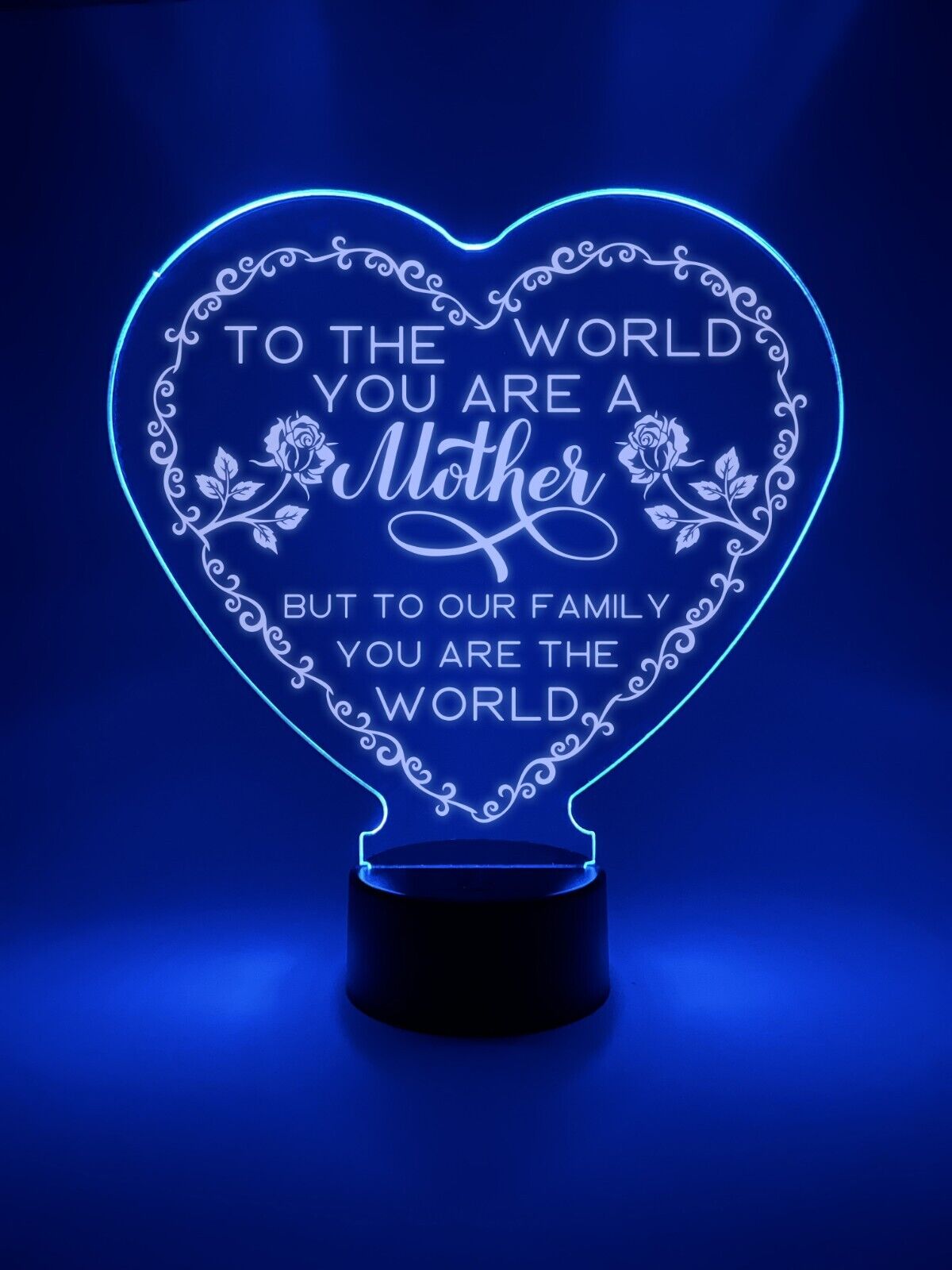 LED 16 Color Mom Mother Message Heart Shape Table Desk Lamp Mothers Day