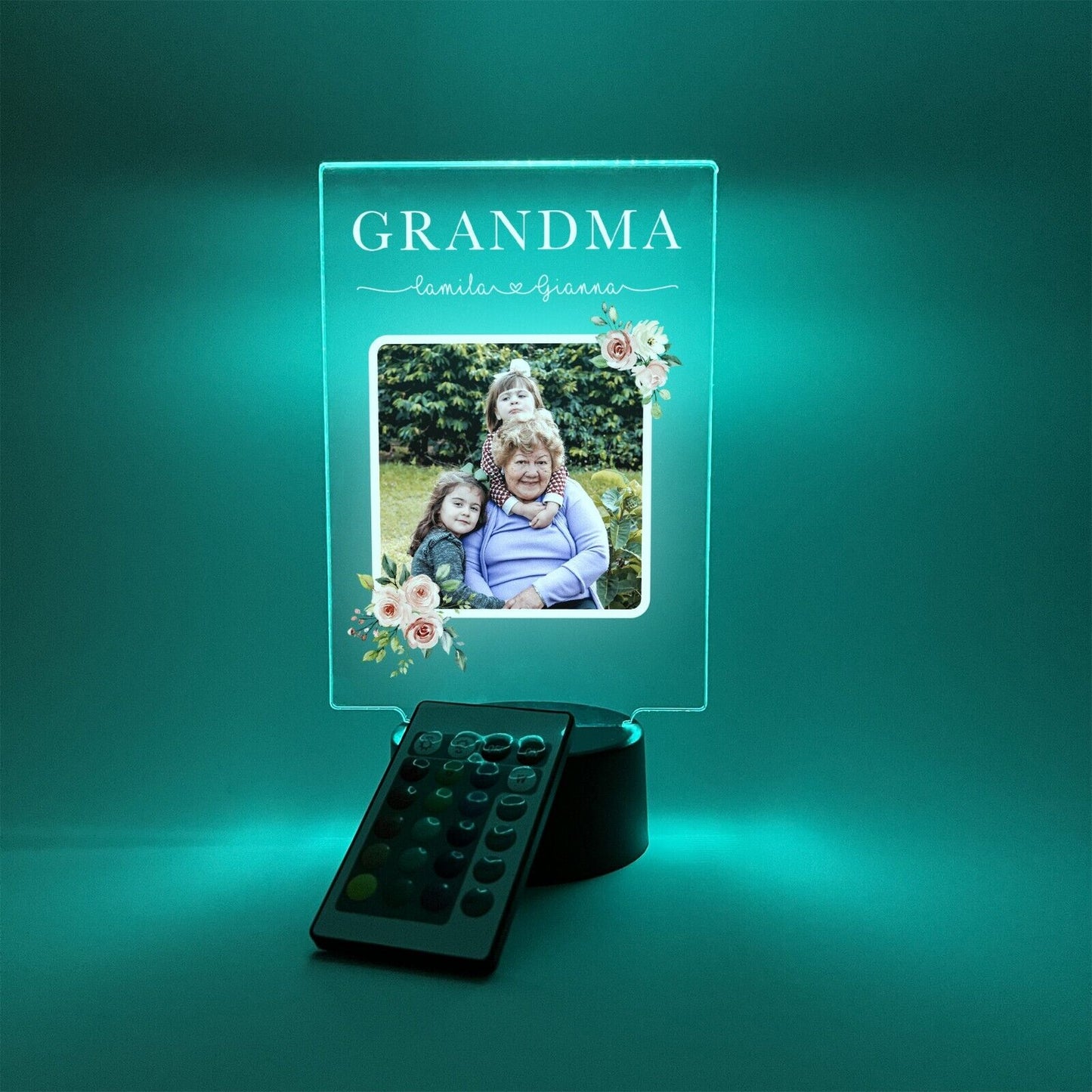 Personalized LED 16 Colors Light Up Flowers Grandma Mother's Day Home Desk Stand