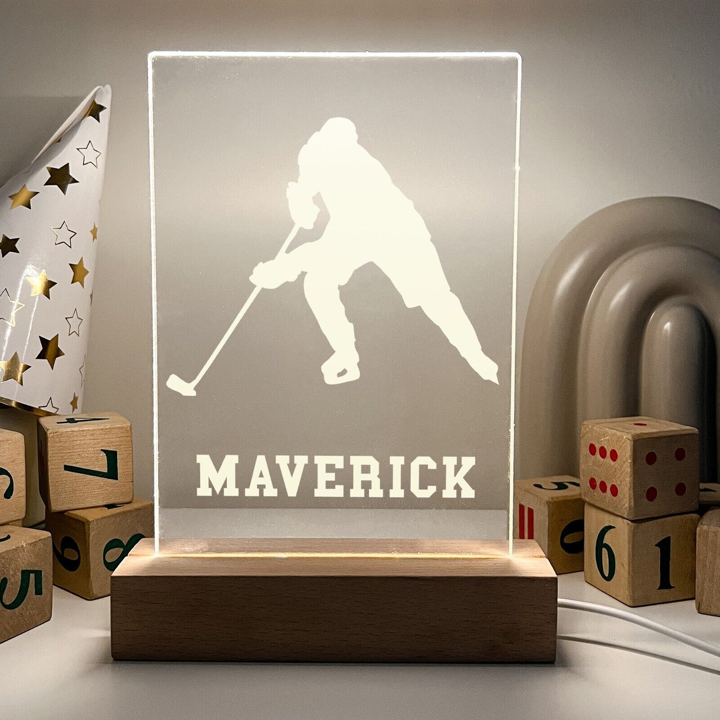 Personalized LED Light Up Desk Lamp Stand Hockey Athlete NHL