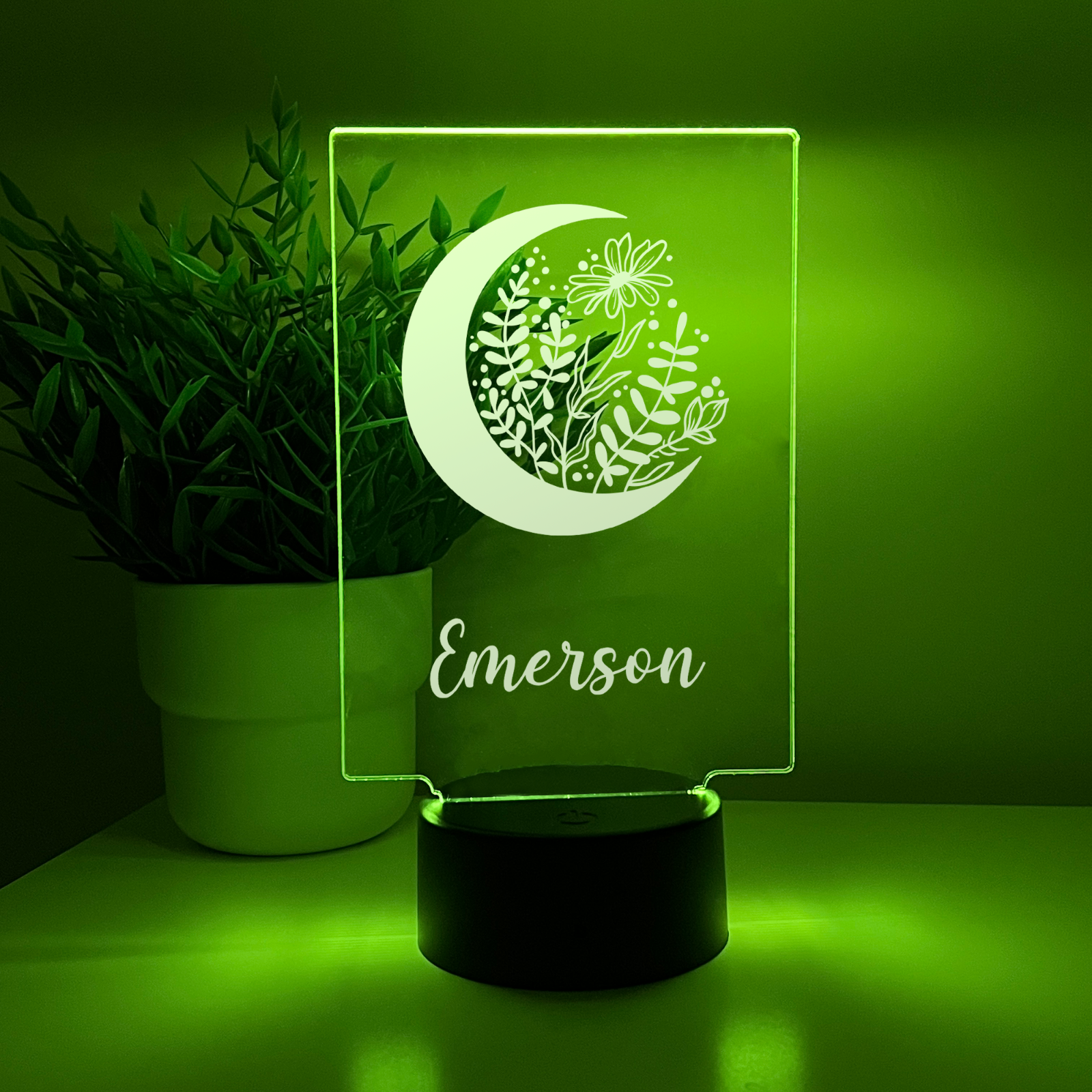 Personalized Moon and Stars LED light up stand With Remote Room Décor Gift
