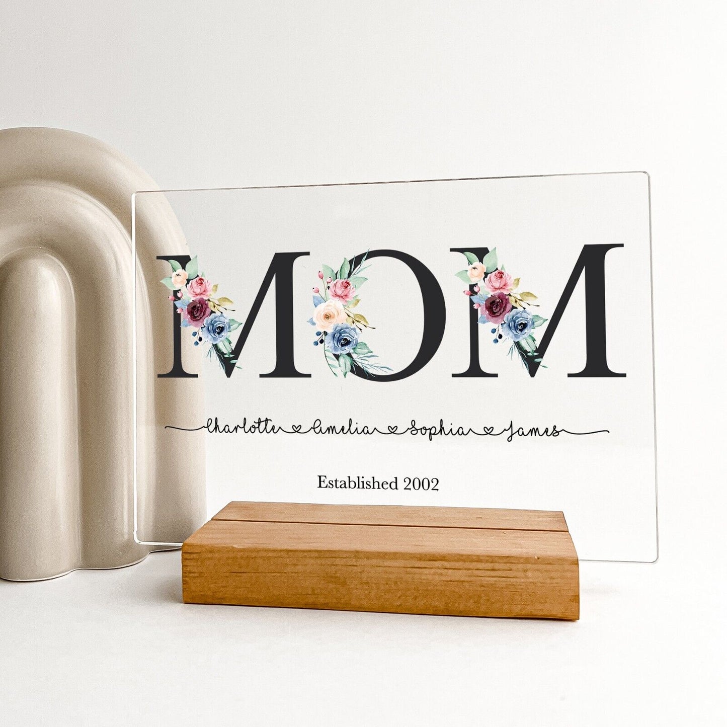 Personalized Love You Best Mom Family Celebration Custom Wood Stand