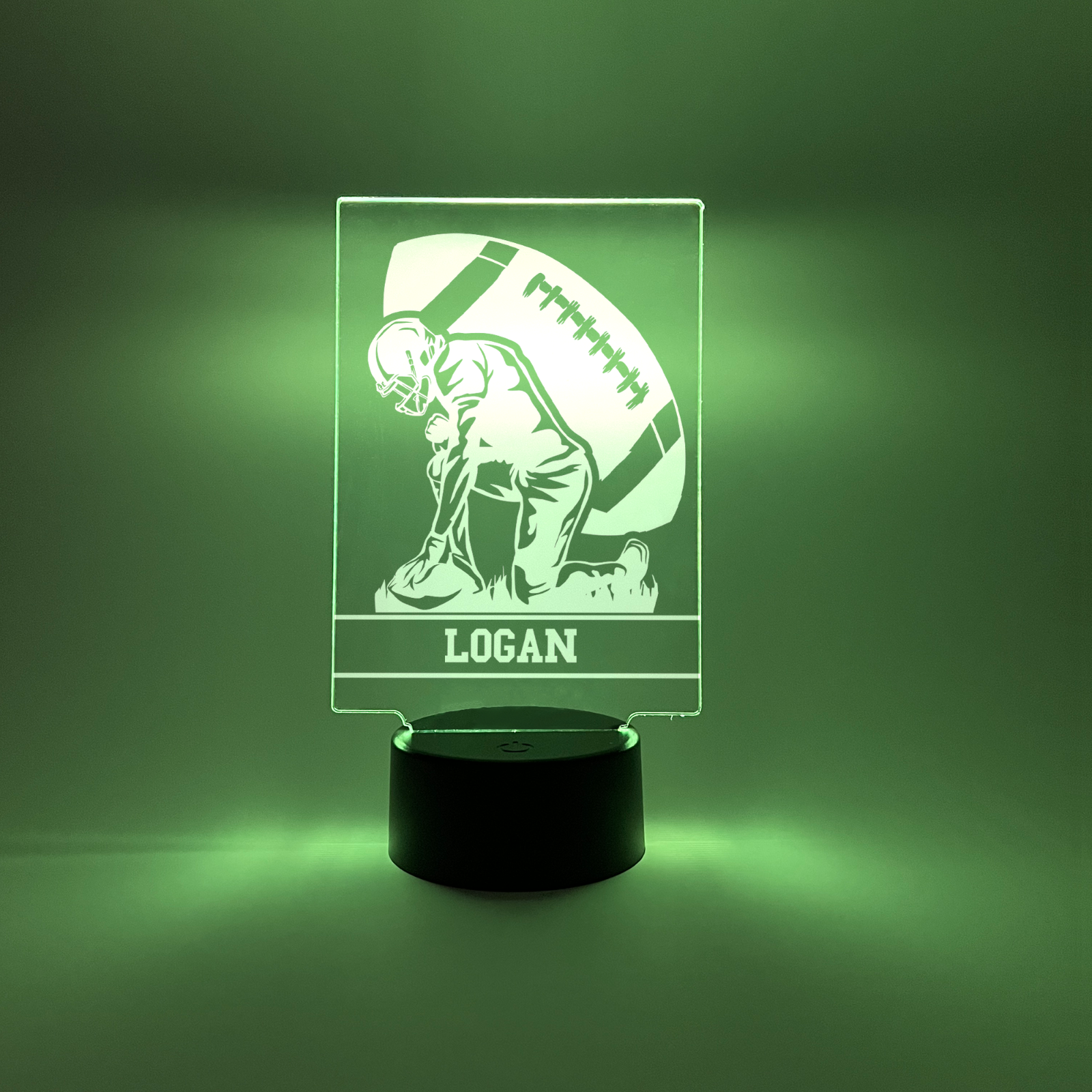 Personalized RGB Light Up Desk Lamp Stand Football Athlete Warner night light