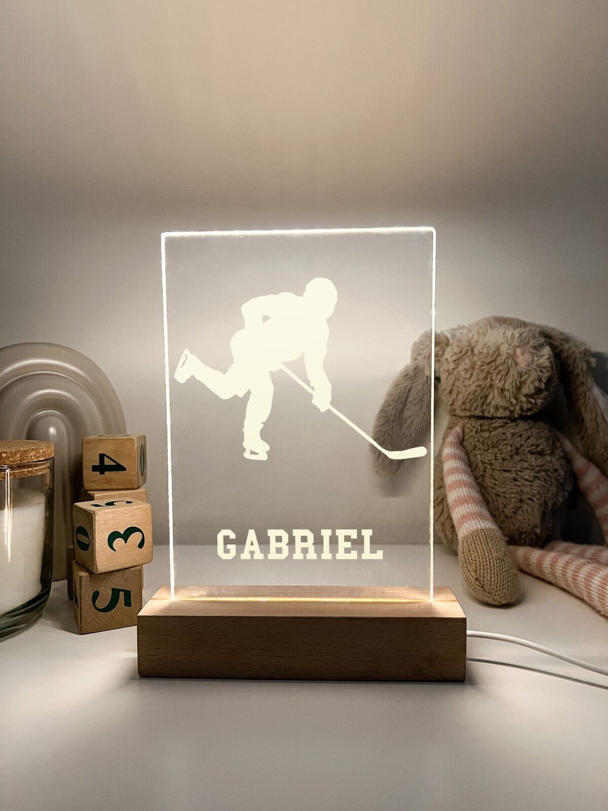 Personalized LED Light Up Desk Lamp Stand Hockey Athlete NHL