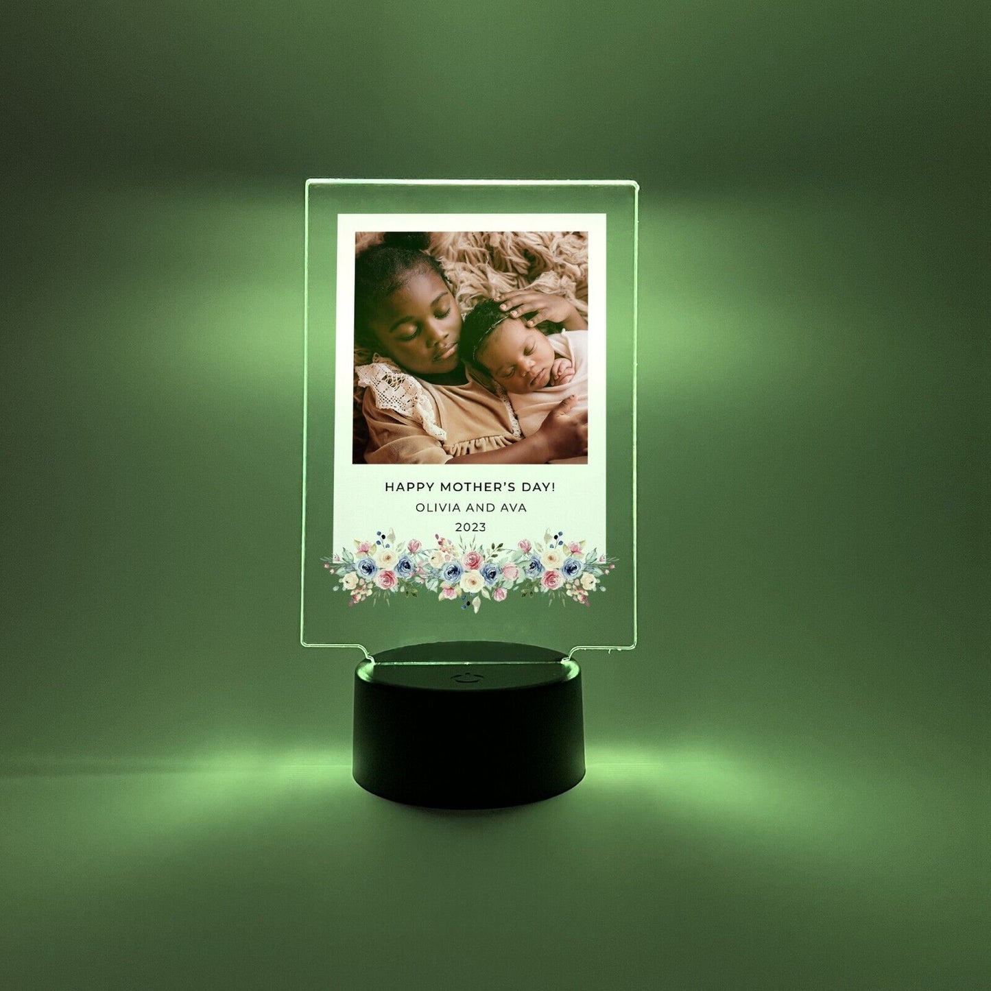 Personalized Family Flowers For Mom Photo Picture LED Light Up Lamp Stand