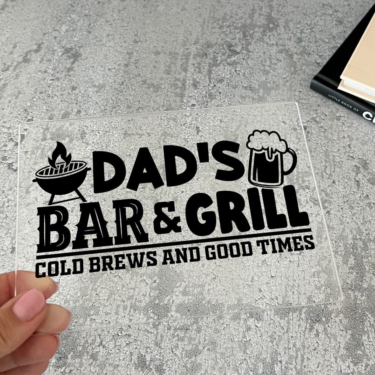 Personalized Wooden Plaque Dads Bar & Grill Cold Brews and Good Times Gift
