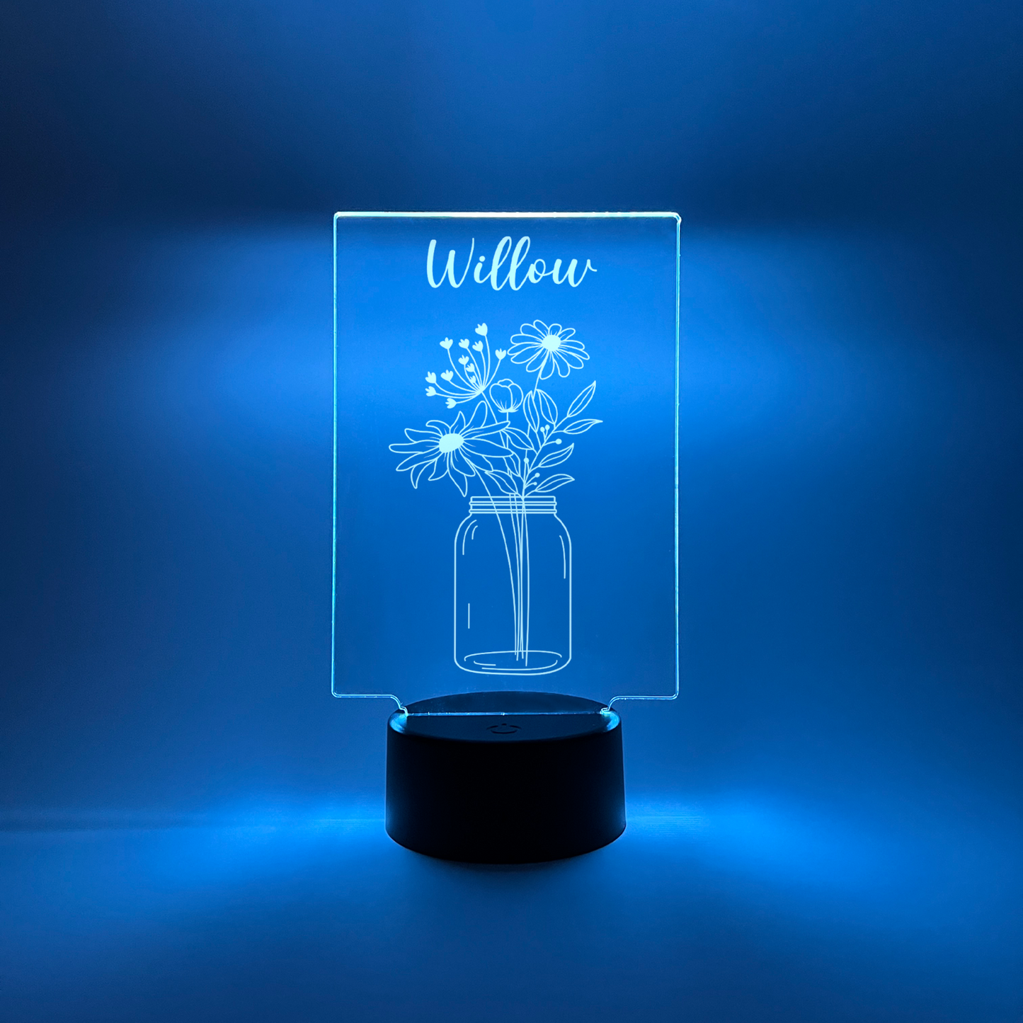Personalized LED  Light Up Wood Lamp Stand Ladies Mom Flowers Room Décor Gift