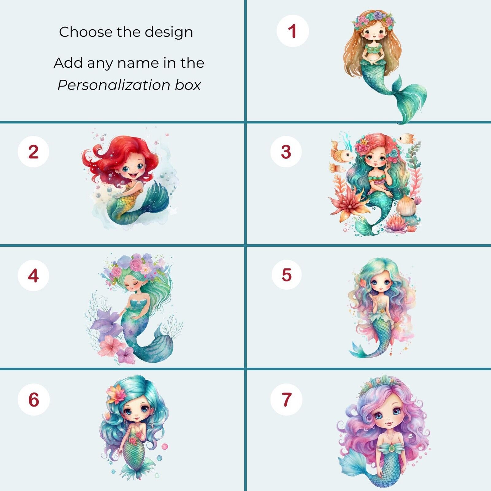 Personalized Acrylic Wood Stand Colorful Mermaid Magical Princess Girls Gift