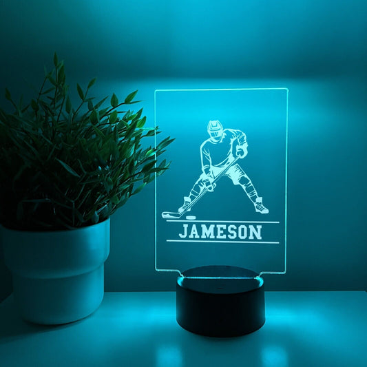 Personalized RGB 16 Color Light Up Desk Lamp Stand Hockey Athlete NHL