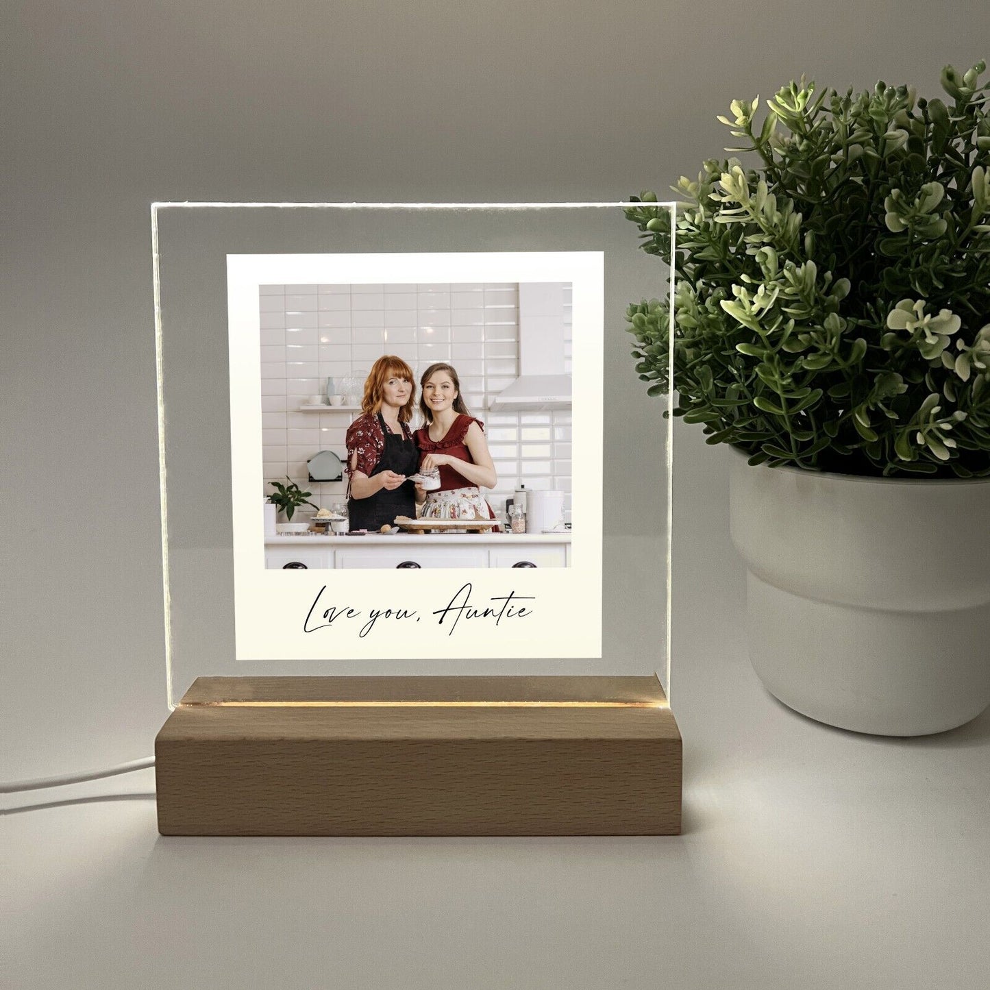 Personalized LED Light Up Wood Stand Love You Mom Auntie Grandma Day Home Gift
