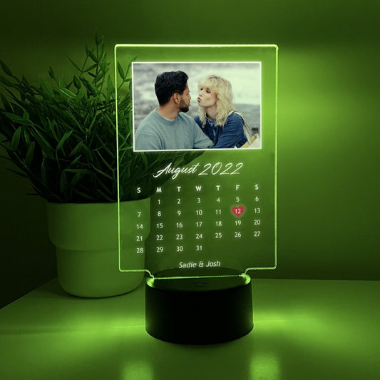 Personalized LED 16 Colors Light Up Stand Couples Anniversary Calendar Date Gift