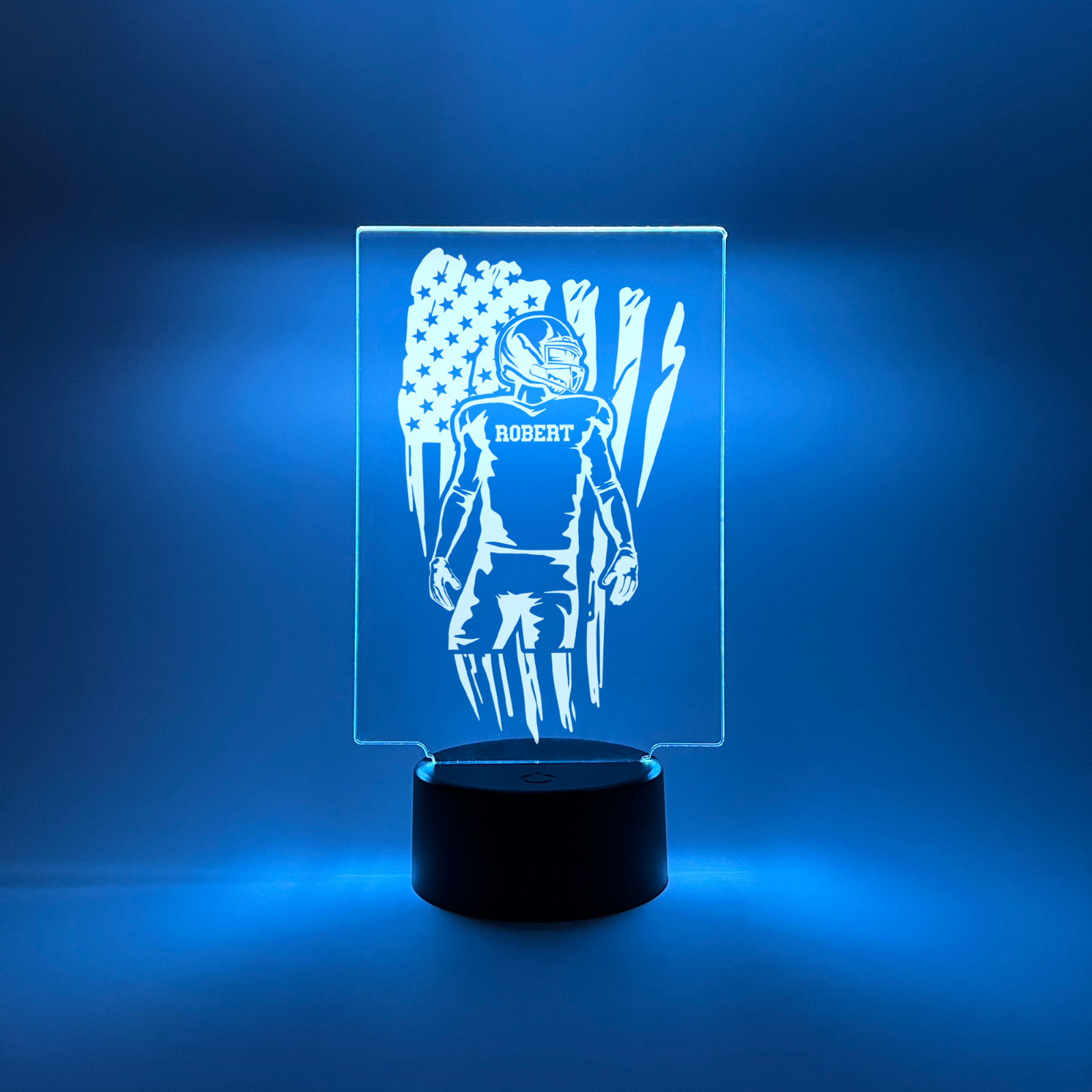 Personalized RGB Light Up Desk Lamp Stand Football Athlete Warner Gift