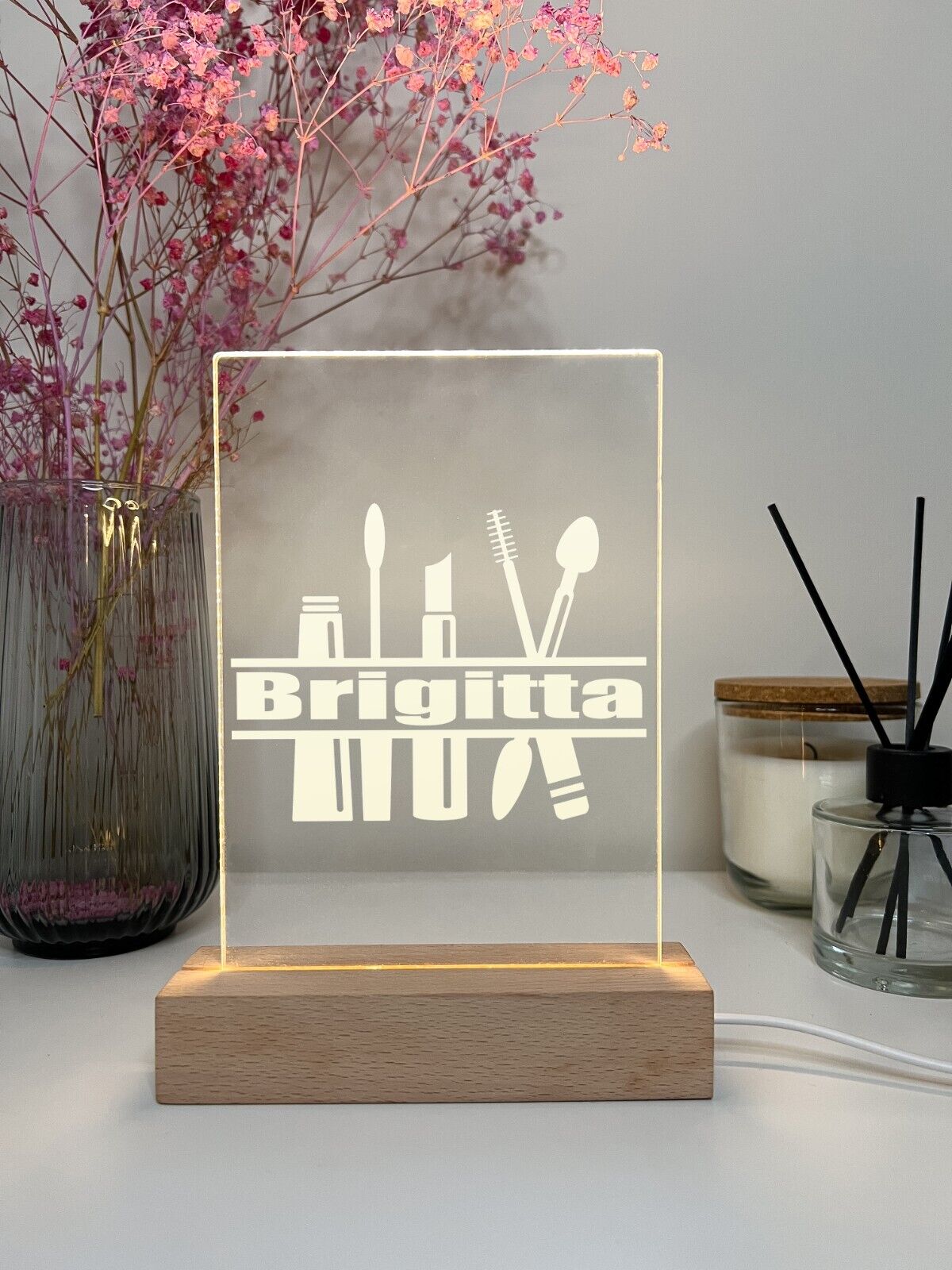 Personalized LED Light Up Desk Lamp Stand MakeUp Girls Hair Stylist Beauty Women